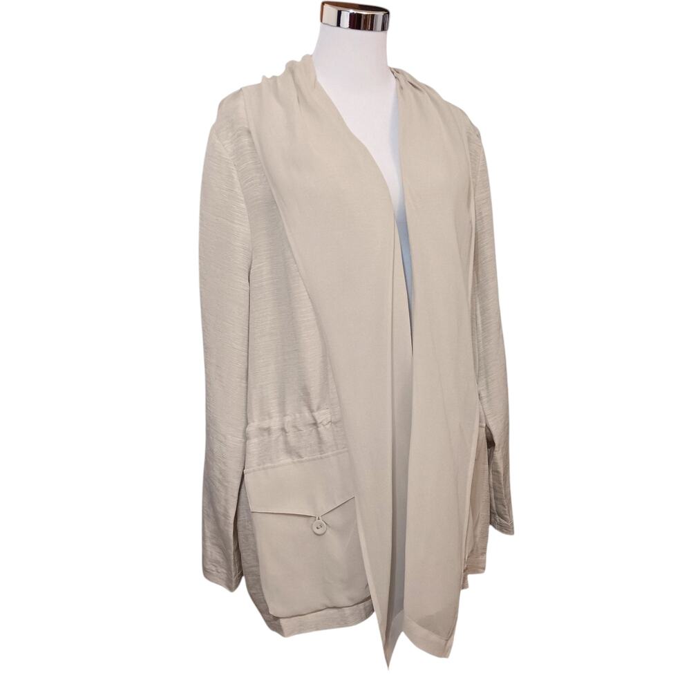 CHICO'S 3 Silk Linen Dressy Open Jacket Topper XL Pockets Event Career Travel - Picture 3 of 15